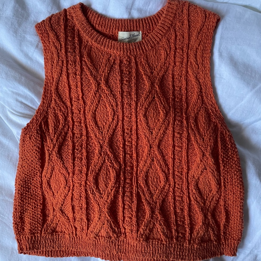 Universal Thread Orange Cable Knit Sweater Vest